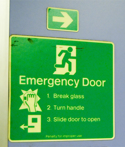 Train emergency exit sign