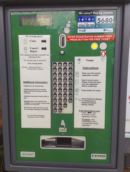 Poor layout of buttons on car park machine
