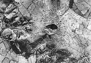 1944 aerial photograph showing crater