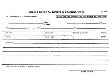 Guard's Report Form